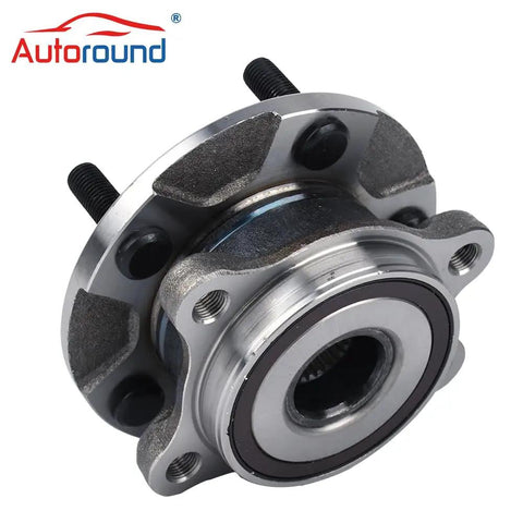 Front Wheel Hub and Bearing Assembly 513258 Fits Scion tC 2011 2016 Manual Transmission Only Toyota RAV4 2006 2012 2013 2018 All Models Mirai 2016 2020 5 Lug With ABS Replacement, showing metal hub with bolts and ABS ring.