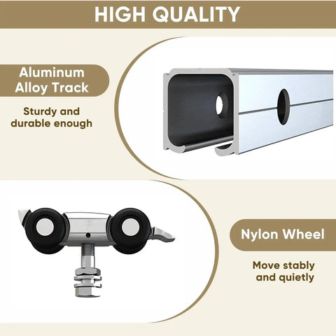 Six Foot Barn Door Hardware Kit Black Aluminum Box Rail Sliding Track includes aluminum alloy track and nylon wheel