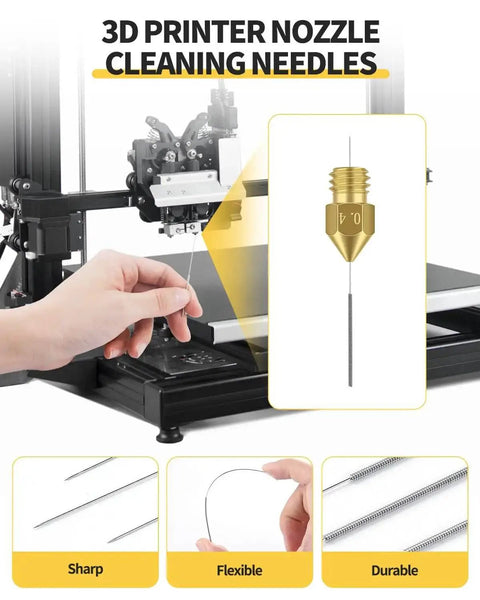 0.4mm Brass MK8 3D Printer Nozzle Set For Ender 3 V2 Ender 3 Ender 3S CR8 CR10 And More With 20 Nozzles And 54 Stainless Steel Cleaning Needles