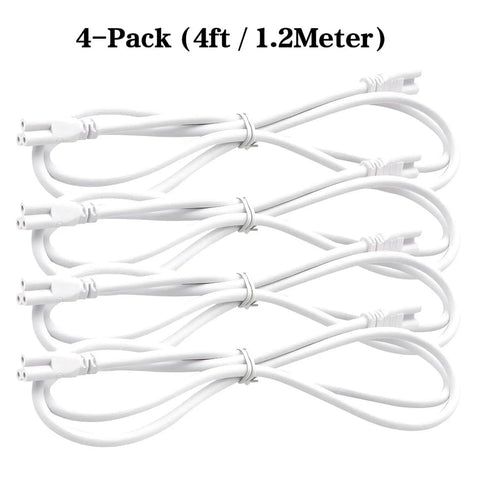 4-Pack T5 T8 Extension Cords Four Feet Long 3-Prong Power Cable For Integrated LED Tube Lights, coiled view