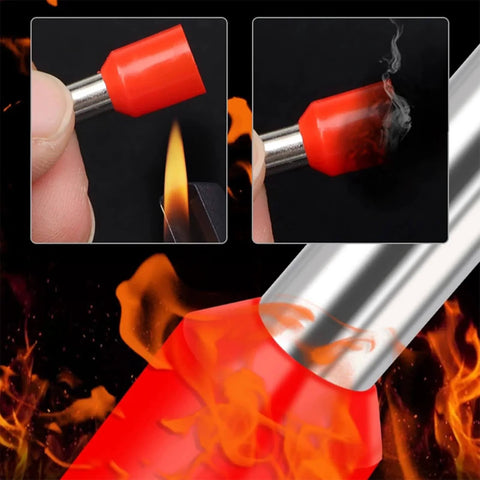 Close-up of red insulated ferrule connector from 100 Pcs 4 AWG Ferrule Connectors Ends Insulated Cable Ferrule Crimp Terminal Kit