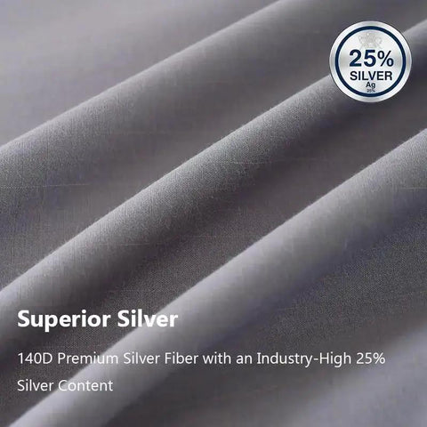 Grounding Fitted Sheets With 25 Percent Silver Infused Fiber And Cotton, showcasing high silver content and ultra conductivity