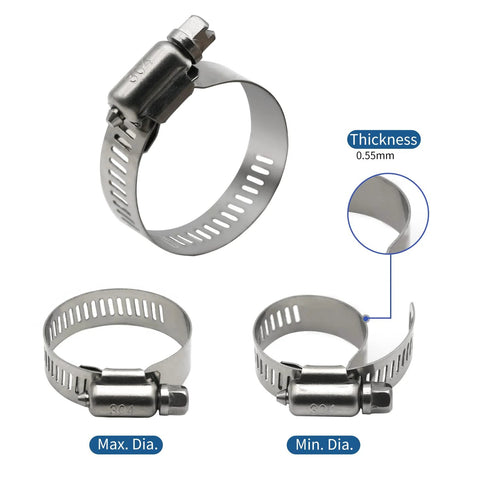 Set of 25 stainless steel hose clamps, 1/4–1/2 in range, worm-gear clamps for automotive hoses by Amazon