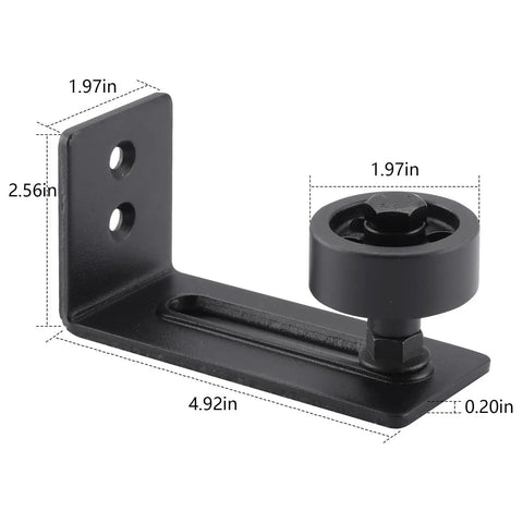 Barn Door Floor Guide Set Black Powder Coated Carbon Steel Construction With Durable POM Nylon Rollers 8 In 1 Adjustable