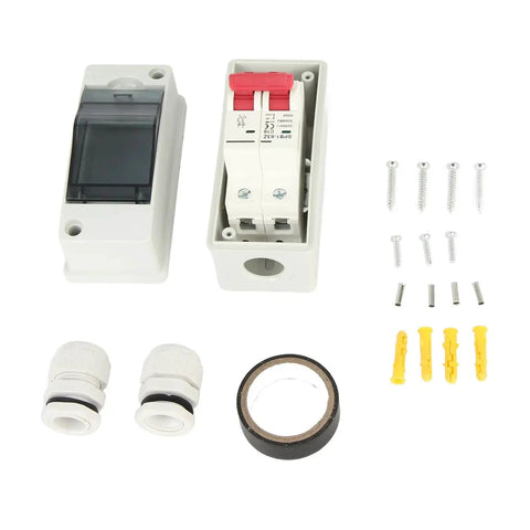 DC Solar Panel Breaker 16A 500V Outdoor Disconnect Switch IP65 Rated DIN Rail Enclosure components for RV and off-grid systems