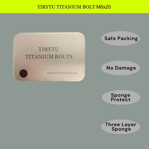 Packaging of Titanium M6x20mm Bolts 6 Pack Beefy Yet Lightweight For Bikes And Motors Hex Tapered Head Screws With Washer