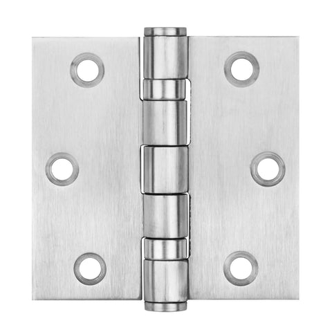 Stainless steel 3x3 inch square door hinge with ball bearing, 6-screw-hole leaves, 100 lb load rating