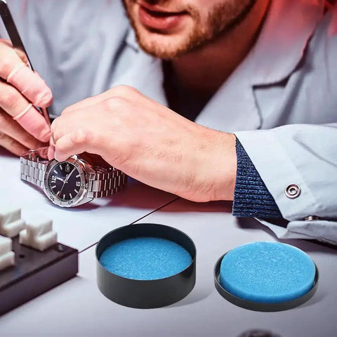 Two Pack Watch Gasket Grease Silicone Sealant For Wristwatches O Ring Maintenance And Repair Tool Set in use by watchmaker