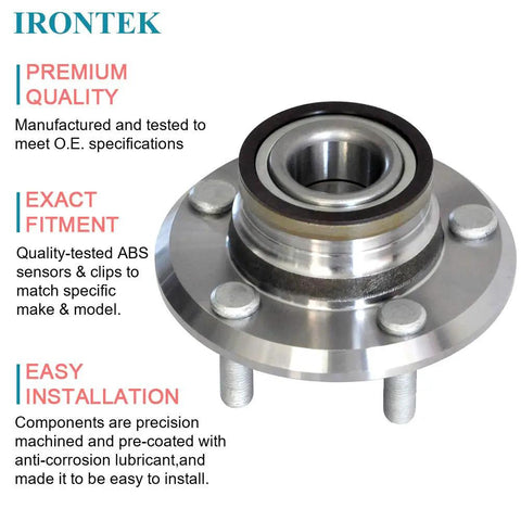 Front view of Front Wheel Hub And Bearing Assembly For Dodge Challenger Charger Magnum And Chrysler 300 5 Lug With ABS 2005 2014