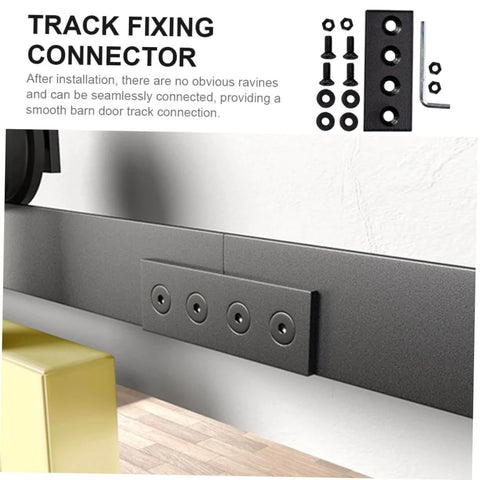 Black Carbon Connection Plate Set With Adjustable Fixing Bracket For Sliding Barn Doors Easy Install Track Joint Connector Screws