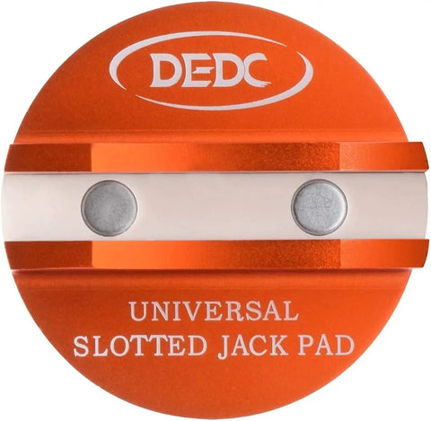 Aluminum Grooved Magnetic Jack Pad Pinch Weld Frame Rail Adapter For Cars, orange round design with two magnets.