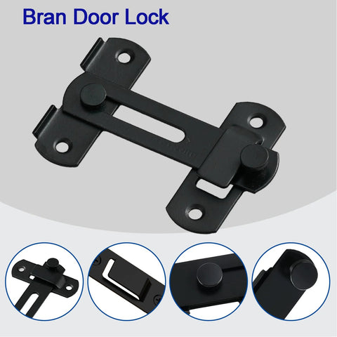 Heavy Duty Barn Door Lock With 180 Degree Flip Latch For Privacy And Child Safety, black stainless steel design
