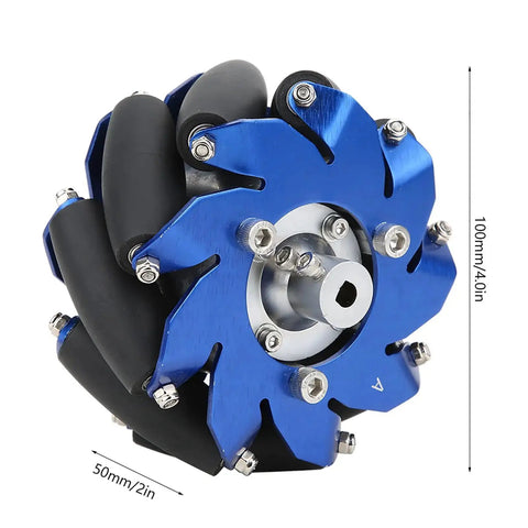4 Inch Mecanum Wheel Right Aluminum Build With TPU Rubber Rollers For Heavy Duty Industrial Robots, 45 Degree Omnidirectional