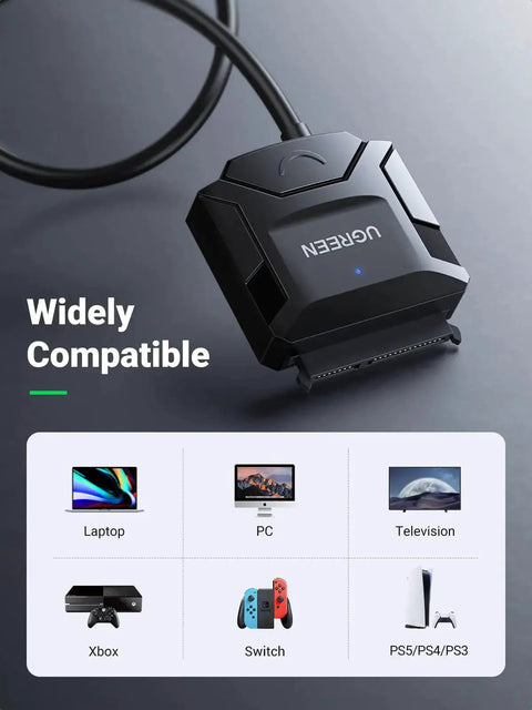 SATA To USB 3.0 External Drive Adapter Cable For 3.5 And 2.5 Inch SSD HDD, UASP Enabled, Plug-N-Play, Widely Compatible with devices