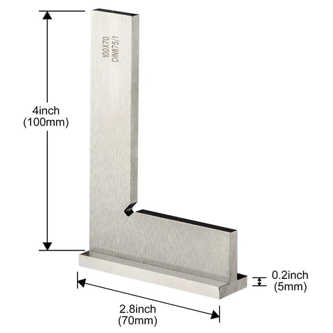 Pro Grade 4 Inch Machinist Square Engineer Right Angle Ruler With Seat 4 By 2.8 Inch Ground Hardened Steel for precise layout