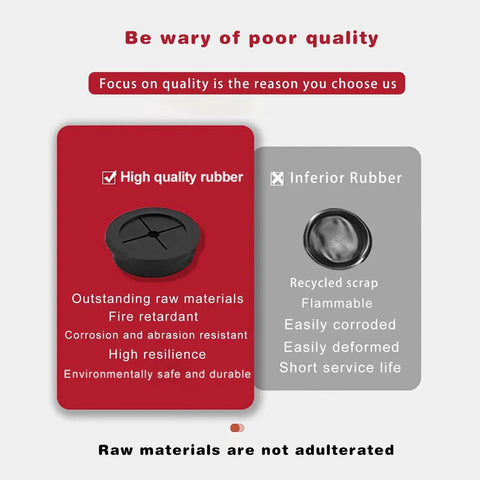 Comparison of high-quality rubber and inferior rubber for 7/8 Inch Cable Grommet Set 9 Pack Flexible Rubber Hole Covers 22mm