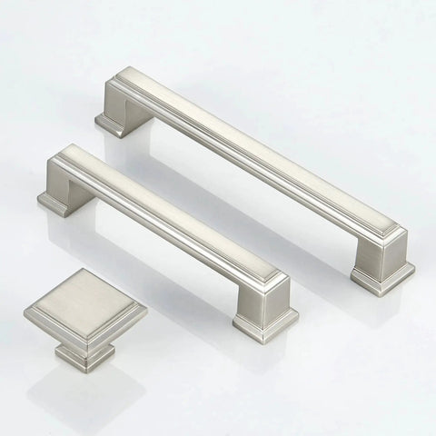 Long Cabinet Handle Set 10 Pack Brushed Satin Nickel Die Cast Zinc Solid Metal Drawer Pulls With Five Inch Center To Center