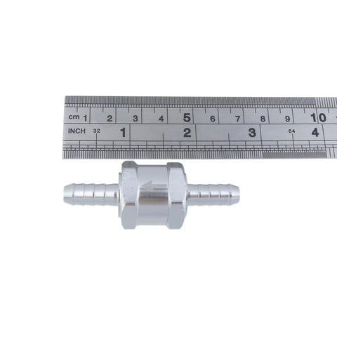 Fuel check valve, stainless steel, barbed hose ends, 5/16 in (8 mm) size