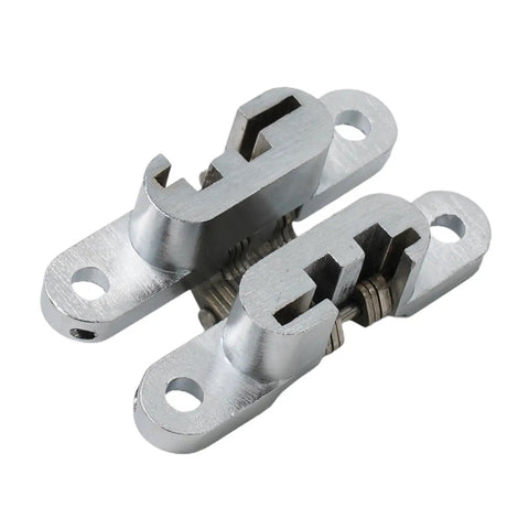 2 Pack 180 Degree Swing Door Hinges, Concealed Invisible Cross Hinges For Cabinets And Furniture, 16x70mm Natural Finish