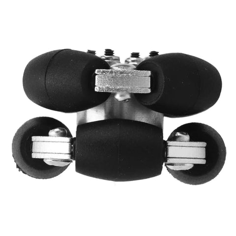 38mm Double Aluminum Omni Wheel with Metal Hubs for small robot cars, showcasing the PU-coated wheels and aluminum construction.