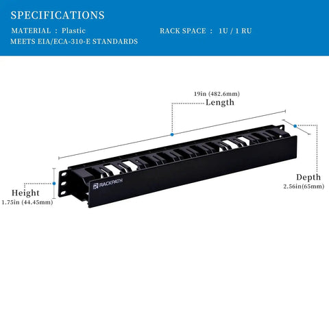 1U 19 Inch Plastic Server Rack Cable Management Raceway With Removable Panel Cover for cable routing in data centers and home IT setups