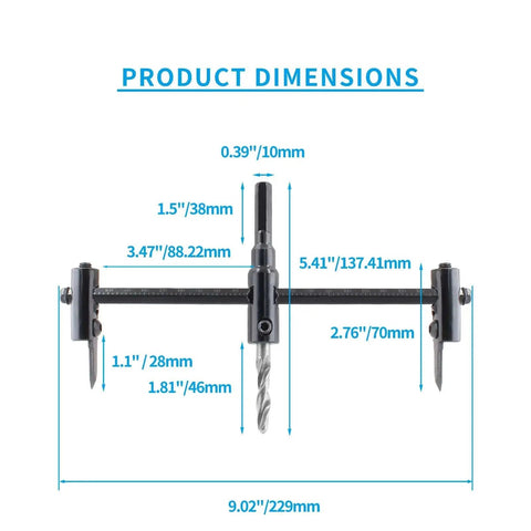 Adjustable Hole Saw Kit LifCratms 1 3/16 To 7 7/8 Inch 30mm-200mm Heavy Duty Circle Cutter dimensions illustration