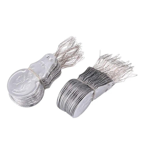 100x Silver Tone Wire Loop Needle Threader For Sewing DIY Hand Or Machine Stitching Tool Aluminum And Metal Construction