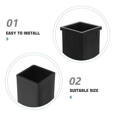 TEHAUX 6-pack black plastic square tube connector sleeves for 1.57x2.36 in square tubing