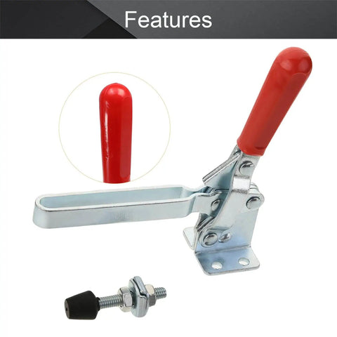 Two Pack Vertical Quick-Release Toggle Clamp With Rubber Pressure Tips, Heavy-Duty Carbon Steel Body, Easy Grip Handle