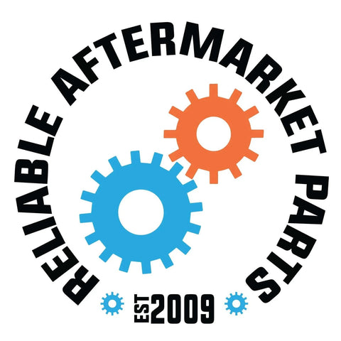 Logo of Reliable Aftermarket Parts with blue and orange gears