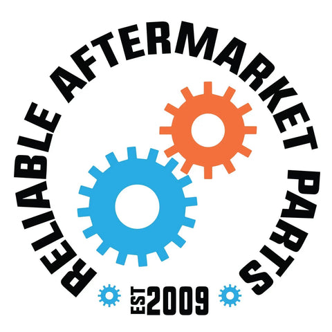 Logo with text 'Reliable Aftermarket Parts Est 2009' featuring orange and blue gears