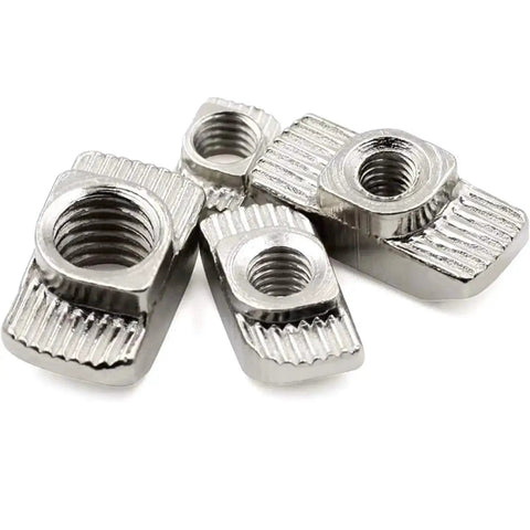 Durable Heavy Duty 50 Pack M6 T Nuts Hammer Head T Slot Nuts Drop In Nickel Plated Carbon Steel For European Aluminum Profiles
