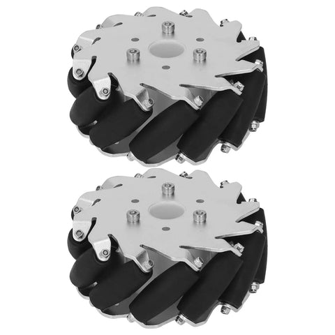 127mm Omni Directional Wheel Set For DIY Education Robot Car Kit showing aluminum chassis and rubber rollers for 360 maneuvering
