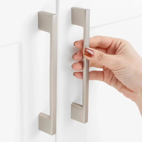 10 Pack 5 Inch Hole Center Brushed Nickel Cabinet Pulls Satin Nickel Hardware For Cabinets Drawers And Furniture With 1 Inch And 1-1/2 Inch Screws