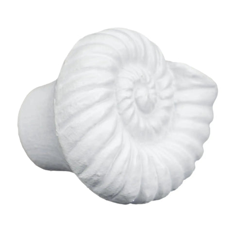 Single knob from Six Pack Resin Beach Conch Cabinet Knobs In Antique White Finish, 3D Shell Pull Handles For Cabinets