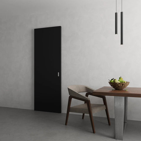 Interior Hidden Barn Door Sliding Kit With Concealed Hardware, 36 Inch By 84 Inch, Black Matte Finish Planum 0010 Aluminum