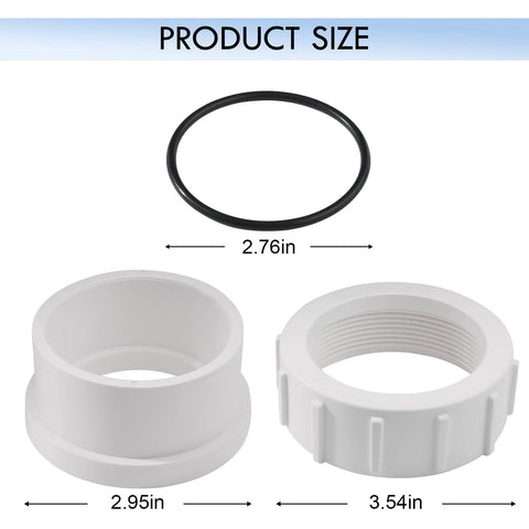 GAQUECY 2-inch heater union adapter kit with black O-ring, white plastic half unions, 2-pack.