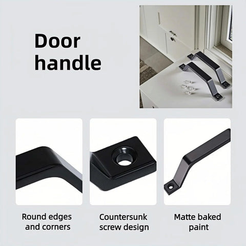 6.1 Inch Matte Black Sliding Barn Door Handle Pull 2 Pack Heavy Duty Zinc Alloy For Cabinet Drawer Dresser Closet No Drill Install Easy Mount Rustproof