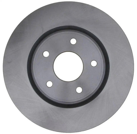 Raybestos 780964R disc brake rotor, front view, gray steel with 5 lug holes