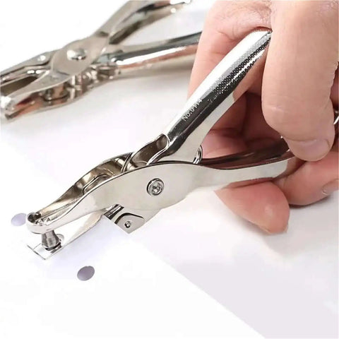 Metal Handheld Hole Puncher With 3Mm And 6Mm Circular Holes punching paper, durable steel build, ideal for office and DIY tasks