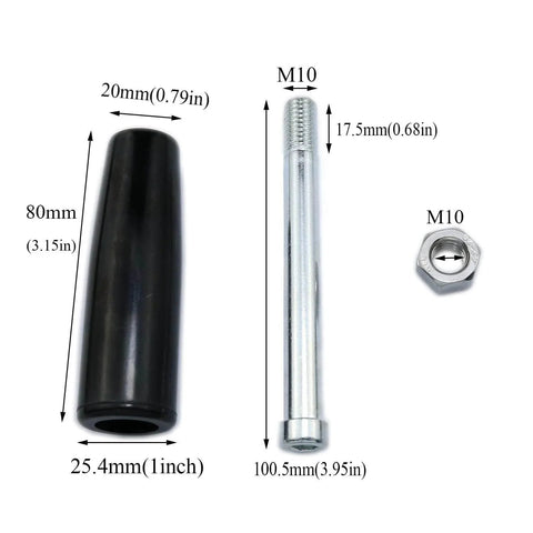 Revolving Lathe Crank Handles Set For Trailer Jacks M10 Thread Grips With Nuts Crank Hand Wheel components dimensions