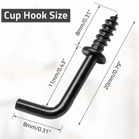 100 Pack Half Inch L Shaped Screw Hooks Right Angle Metal Hooks For Hanging Kitchen And Bedroom Organization Rust Proof Carbon Steel