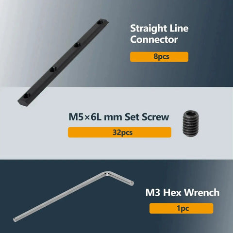 Straight Connector Corner Bracket Set For Aluminum Extrusion Fits T Slot And V Slot Profiles Includes connectors screws hex key