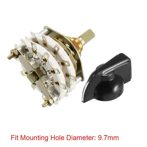 Band Selector Rotary Switch 2 Pole 10 Position 2 Deck With Plastic Knob 22 Pins 6mm Shaft 9.7mm Mount Hole DIY Electronics