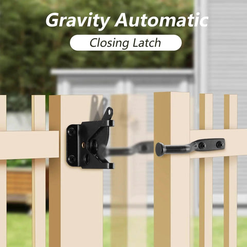Wood Gate Hardware Set Heavy Duty 6 Inch Tee Hinge And Pull Kit with gravity latch on wooden fence