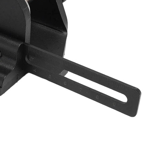 Close-up of adjustable scale on 3 In 1 Dowel Jig Kit For Woodworking With High Carbon Steel Construction, Durable Anodized Finish