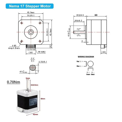 Technical diagram of Quiet Linear Actuator With NEMA 17 Stepper Motor Drive 50mm To 1000mm Stroke Push Rod For Automation Equipment.