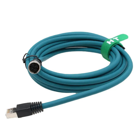 Coiled Industrial M12 X Coded 8 Pin Female To RJ45 Cat7e Ethernet Cable 10 Gbps 15m with PVC Jacket, IP67 Waterproof for industrial use