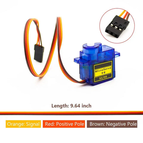 10 Pack SG90 9G Micro Servo Motors For RC Toys And Arduino Projects with JR Futaba Compatible Interface, blue motor and wires