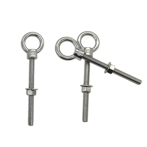 Beefy 1/4 Inch By 4 Inch Heavy Duty Eye Bolts Made From Marine Grade 304 Stainless Steel With Threaded Shoulder, Washers And Nuts, 20 Pack